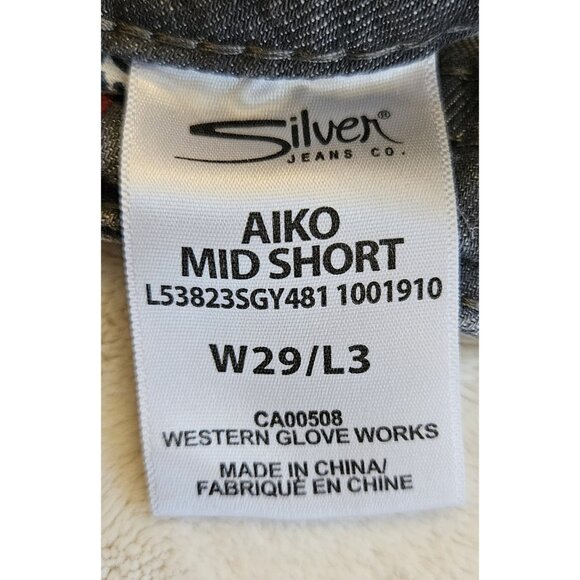 Silver Jeans Mid Rise Aiko Shorts Embroidered Stretch Denim Women's W29xL3 - Picture 7 of 12